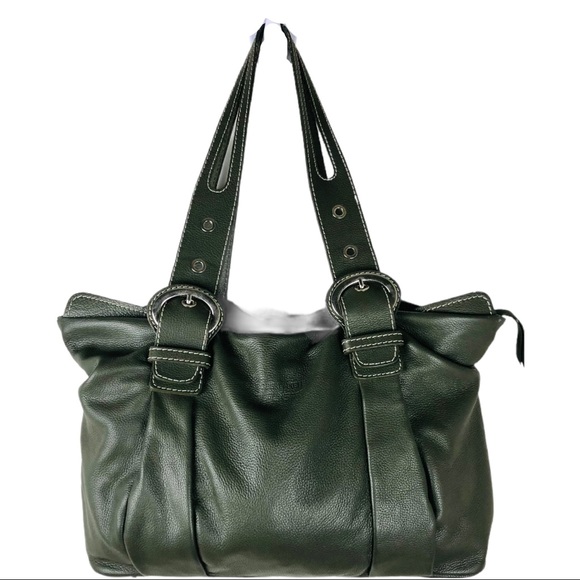 Robert Pietri Handbags - Robert Pietri green leather large buckle tote bag